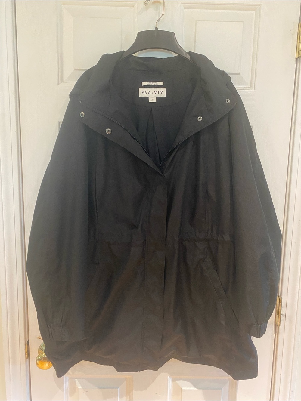 Ava & Viv Black Hooded Raincoat with Adjustable Drawcord